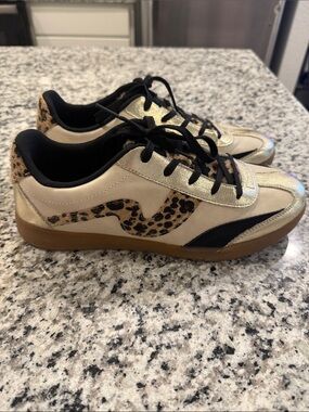 Steve Madden Women’s Gold, Black & Leopard Accent Sneakers